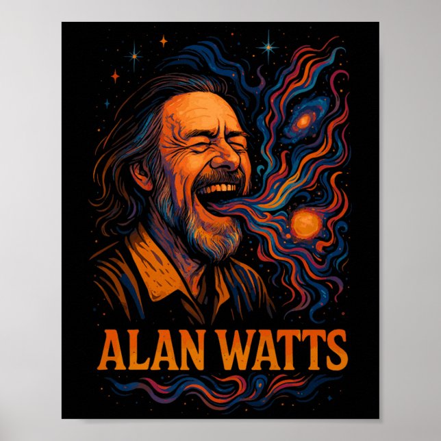 Alan Watts Laugh Galaxy Universe Psychedelic Art P Poster (Framsidan)