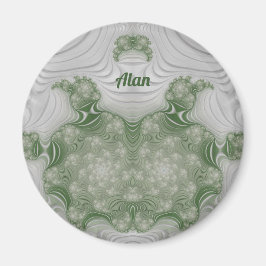 ALAN ~ White and Green ~ Stunning Design Magnet