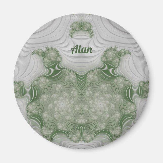 ALAN ~ White and Green ~ Stunning Design Magnet (Framsidan)