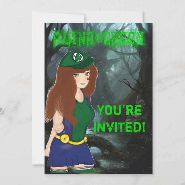 Alana Grönt Birthday-inbjudningar Inbjudningar (Baksida)