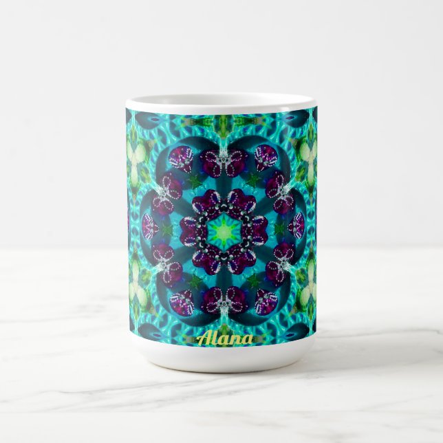 ALANA ~ Pretty Glittery Pattern ~ Personalised  Kaffemugg (Center)