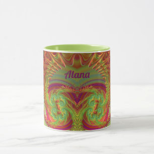 ALANA ~ Zany 3D ~ Ljus orange, gul och lila Mugg