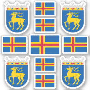Åland Island-symboler/jackande av arm och flagga Klistermärken
