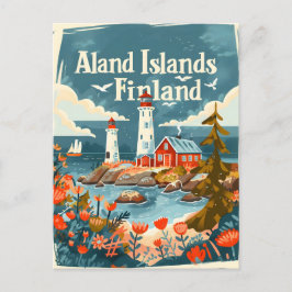 Åland Islands Finland hand plockade art Vykort