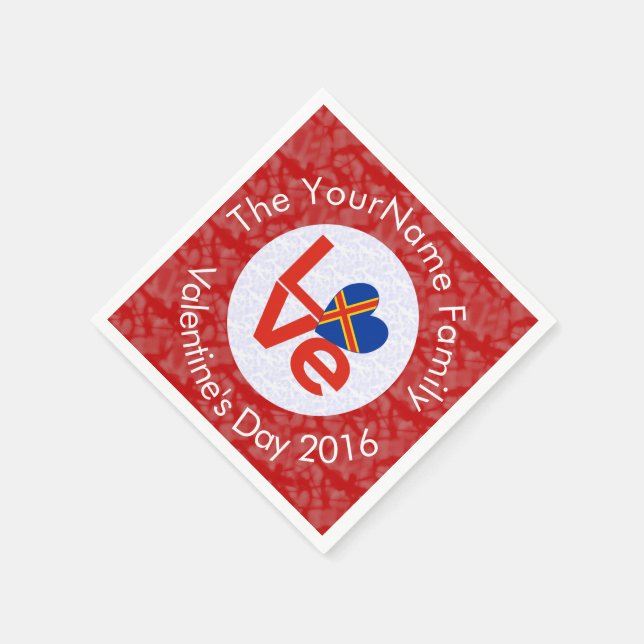 Åland Islands Flagga Heart Red Kärlek Pappersservett (Hörn)