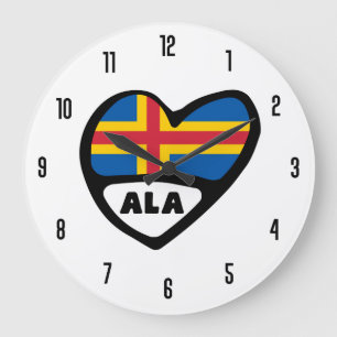 Åland Islands Land Code ALA Flagga Heart Stor Klocka