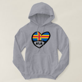 Åland Islands Land Code Flagga Heart Hoodie