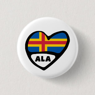 Åland Islands Land Code Flagga Heart Pin Badge Knapp