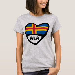 Åland Islands Land Code Flagga Heart T Shirt