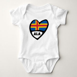Åland Islands Land Code Flagga Heart T Shirt