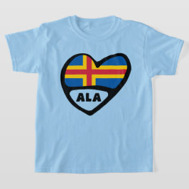 Åland Islands Land Code Flagga Heart T Shirt