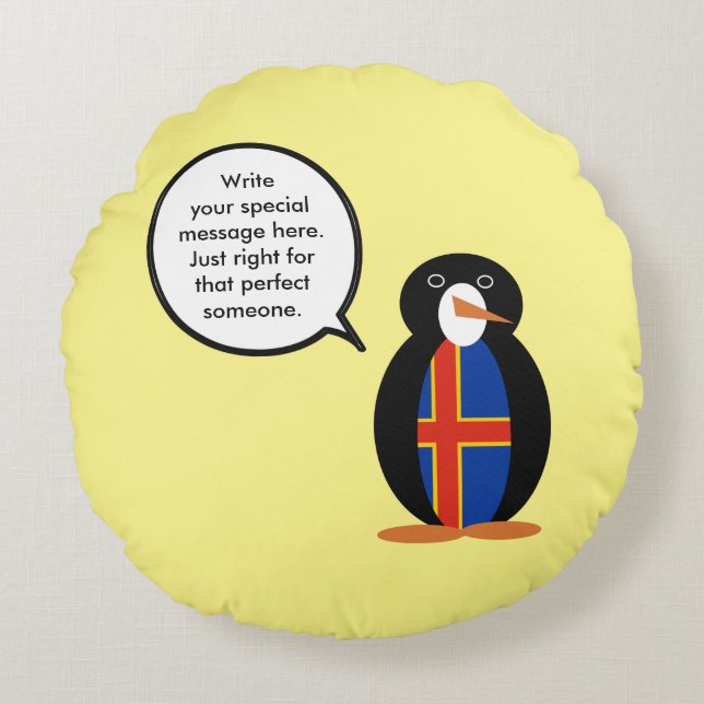 Åland Islands Talande Ms Penguin Personlig  Rund Kudde (Framsidan)