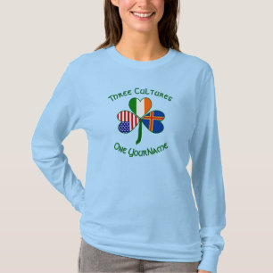 Åland Islands USA Irland Flaggor Shamrock Personli T Shirt