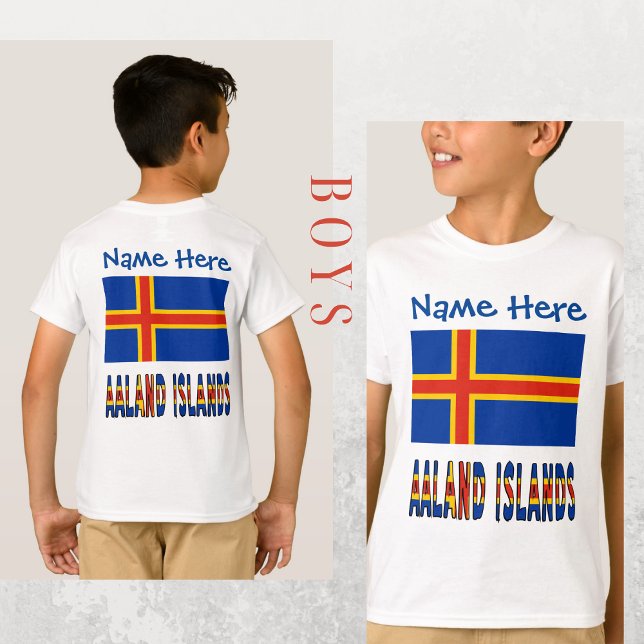 Åland Öbor Flagga Blå Personalisering  T Shirt (Skapare uppladdad)