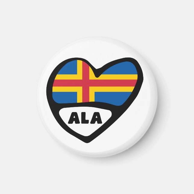 Åland öland kodifierar flaggahjärtaALAEN Magnet (Framsidan)