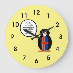Ålander Flagga Talking Penguin Stor Klocka