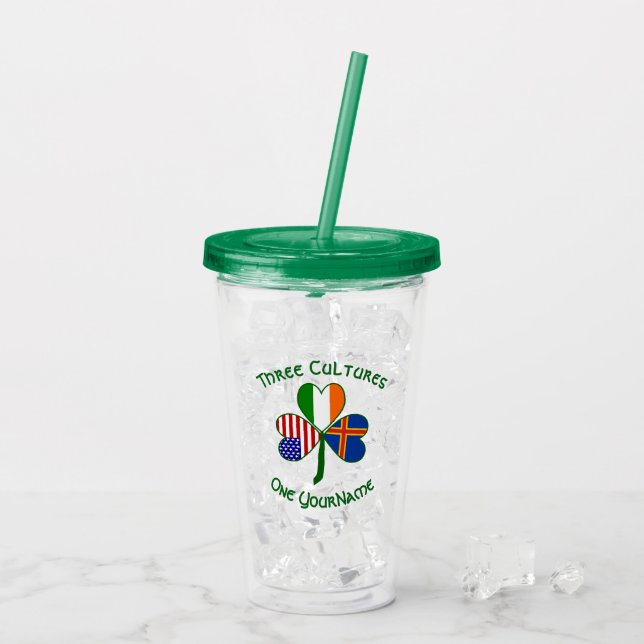 Ålander Irish American Shamrock Flagga Personlig Take Away Mugg (Baksida Ice)