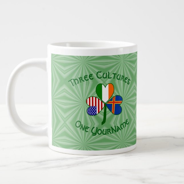 Ålander Irländska Amerikanska Flaggor Shamrock Per Jumbo Mugg (Vänster)