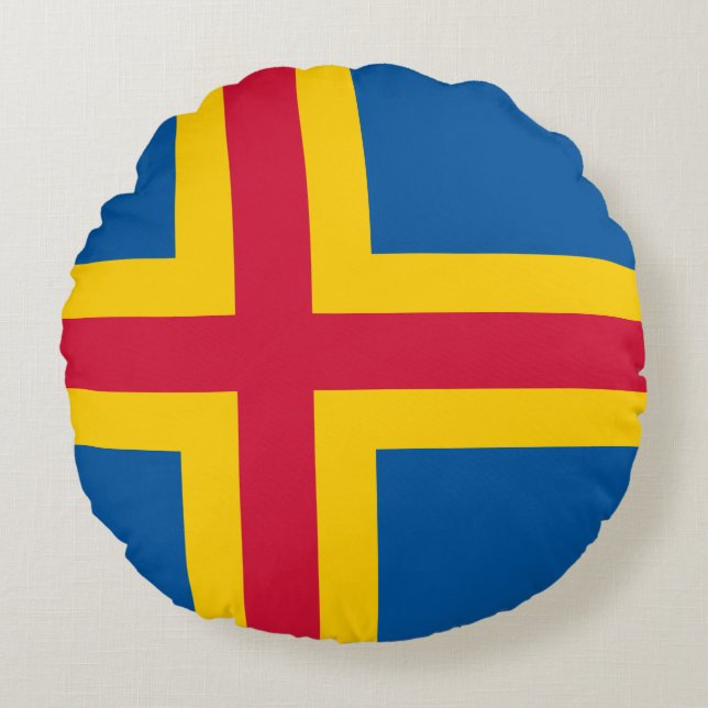 Ålands flagga rund kudde (Framsidan)