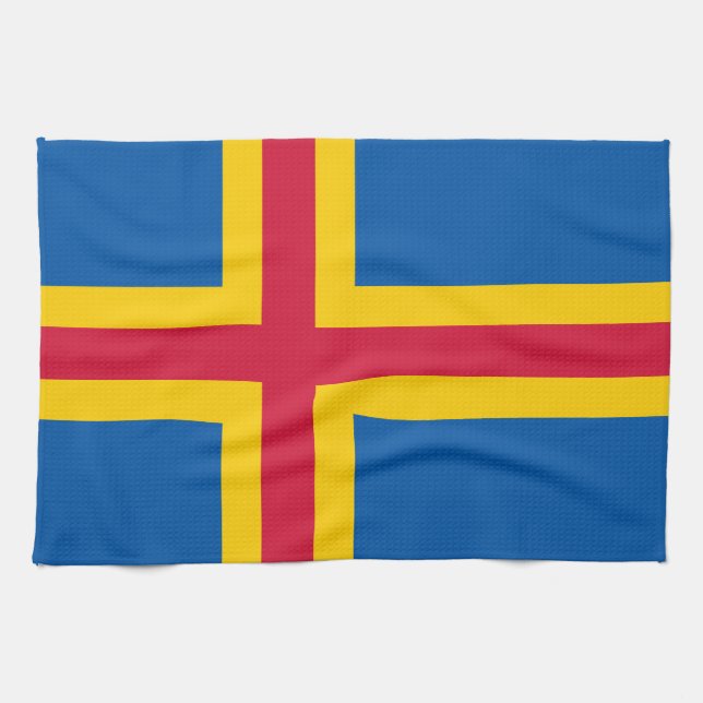 Ålands patriotiska flagga kökshandduk (Horisontell)