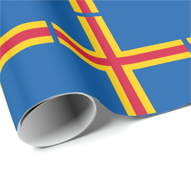 Ålands patriotiska flagga presentpapper (Rullad Hörn)