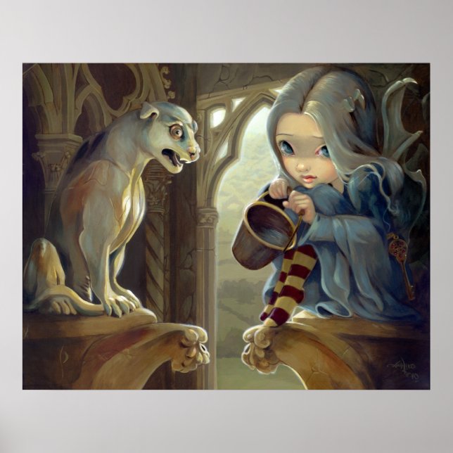 Alannah och Gargoyle ART PRINT gothic Fairy Poster (Framsidan)