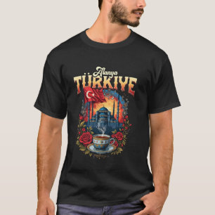 Alanya Turkiet Flagga Turkiet Souvenir Resa T Shirt