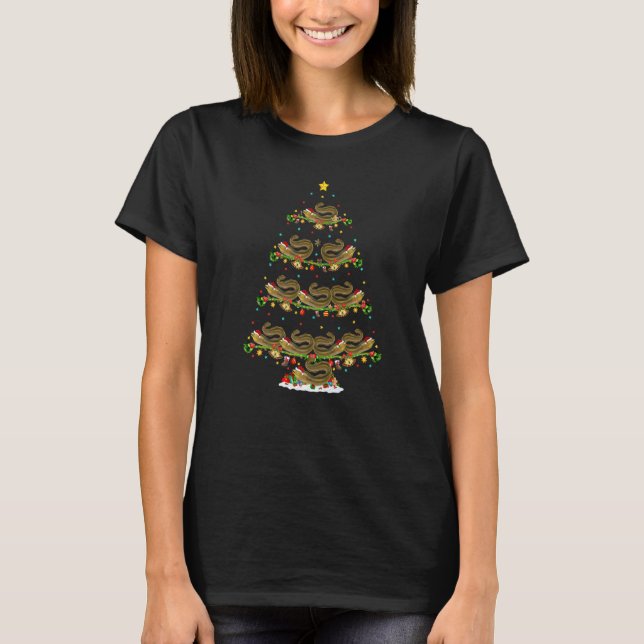 Ålar Fisk  Ljus Xmas Tomte Ålar Julgran T Shirt (Framsida)
