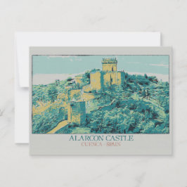 Alarcon castle illustration Cuenca, Spanien Vykort