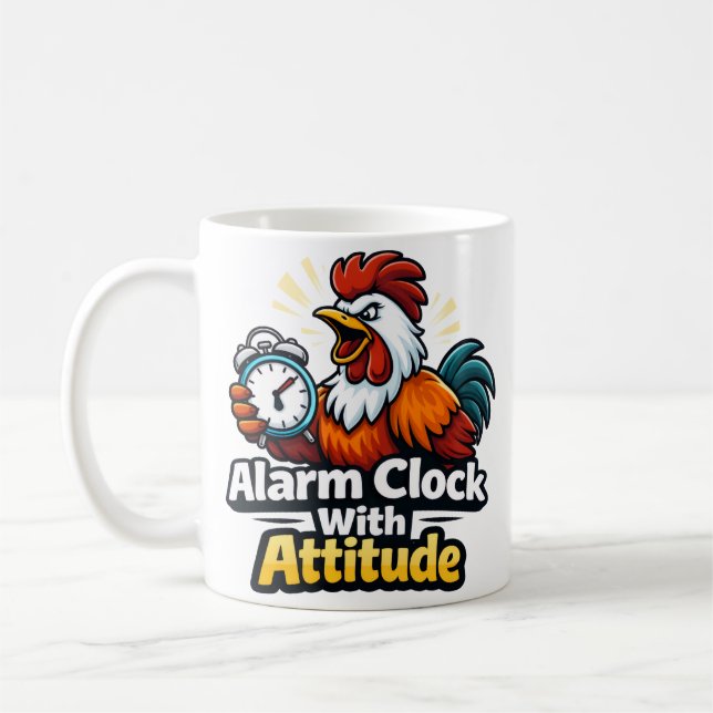 Alarm clock with attitude, roaster quote. kaffemugg (Vänster)