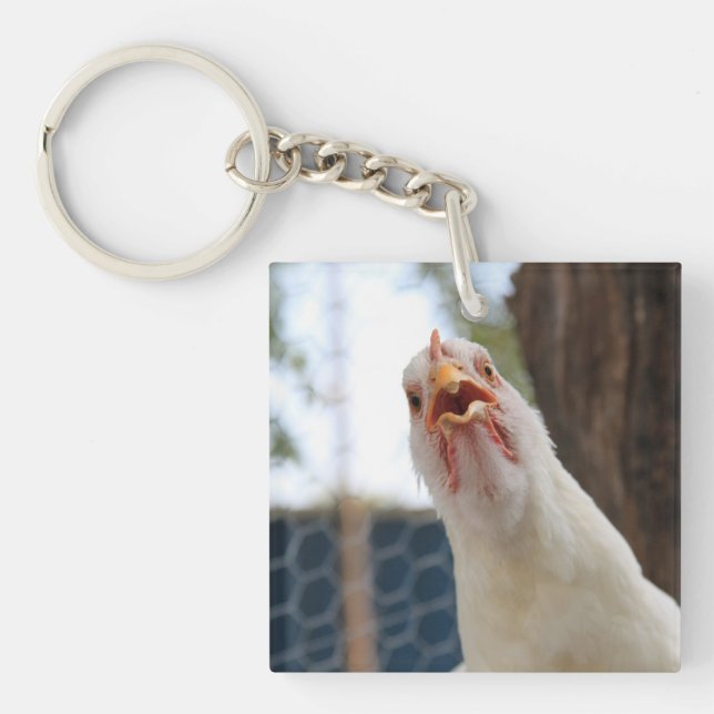 Alarm White Hen Nyckelring (Framsidan)