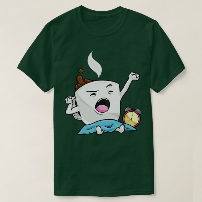 Alarmklocka med kopp på kaffe t shirt (Design framsida)