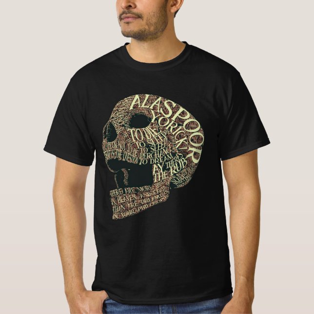 Alas Stackars Yorick Shakespeare Hamlet-citat T Shirt (Framsida)