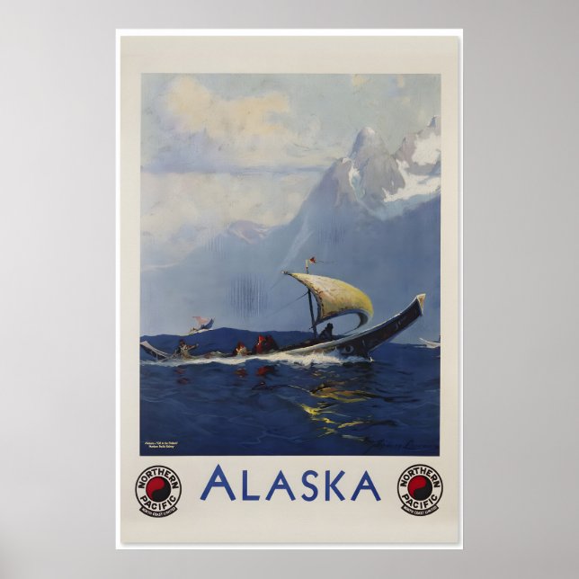 Alaska 1920-talet Northern Pacific Railaroad Vinta Poster (Framsidan)