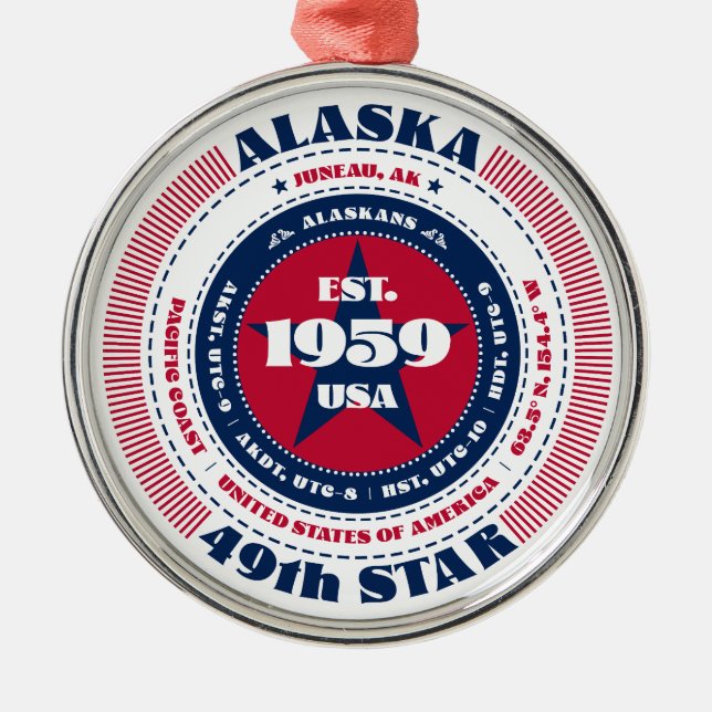 Alaska 49:e julgransprydnad metall (Framsidan)