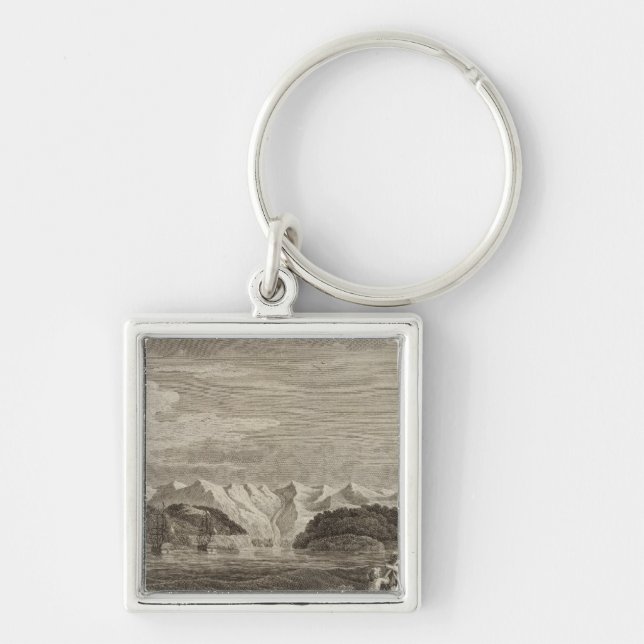 Alaska 5 fyrkantig silverfärgad nyckelring (Framsidan)