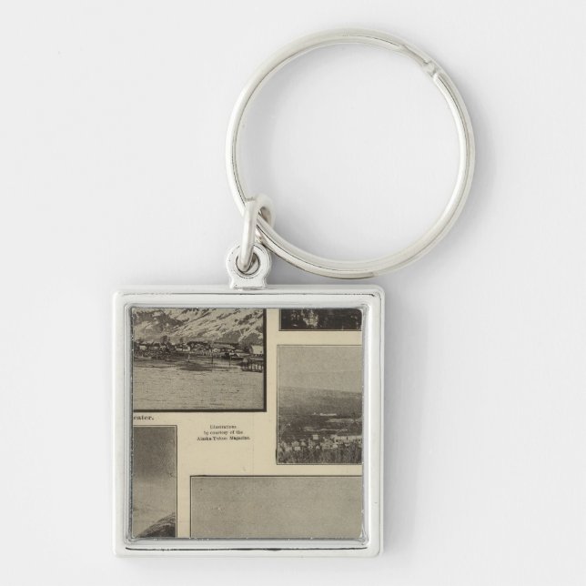 Alaska 7 fyrkantig silverfärgad nyckelring (Framsidan)