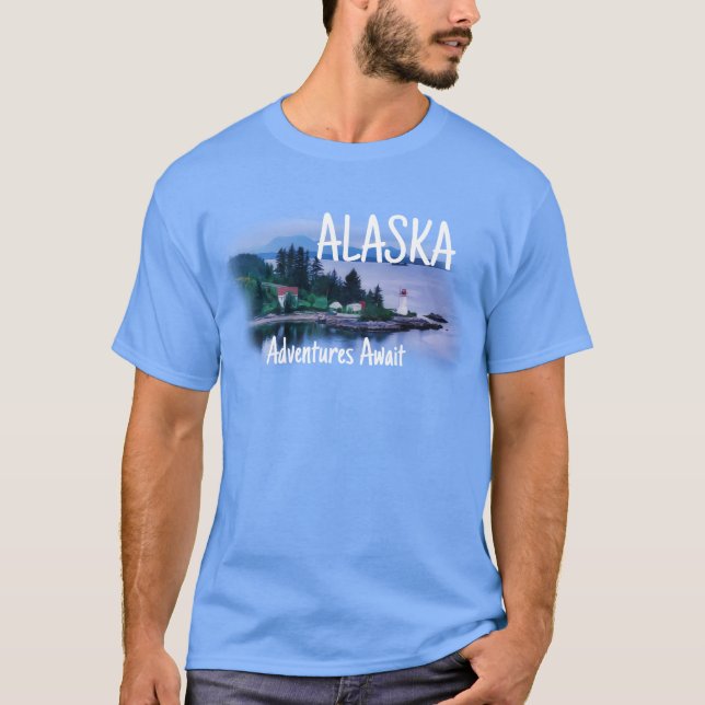 Alaska Adventure Awaits T Shirt (Framsida)