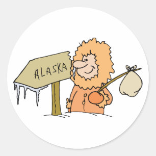 Alaska AK Alaska Eskimo Vintage resor Souvenir Runt Klistermärke