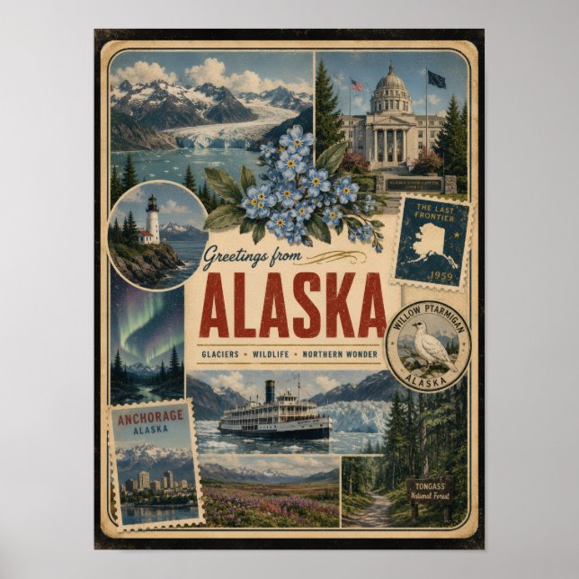 Alaska Äkta Vintage Stil Poster (Framsidan)
