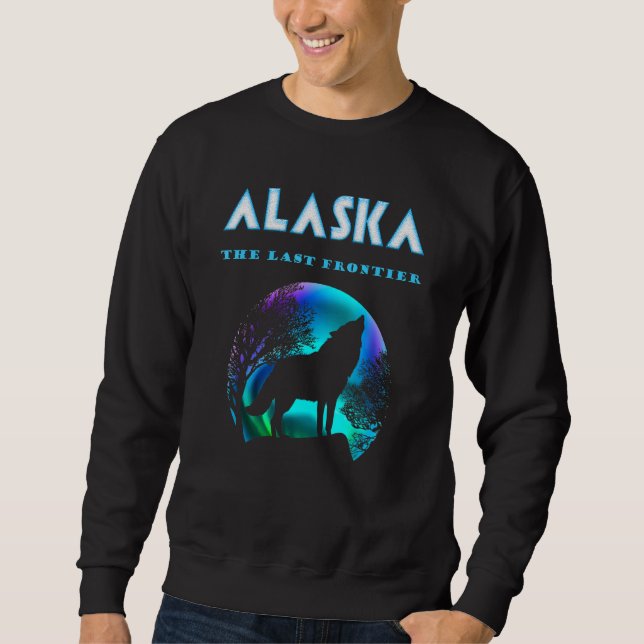 Alaska Alaska Howling Varg NordAurora Ljus Lång Ärmad Tröja (Framsida)