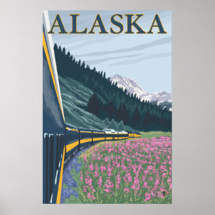 Alaska - Alaska Railroad och Fireweed Poster
