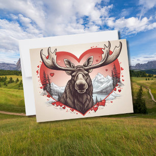 Alaska älg hjärtformad bergs bakgrund vykort