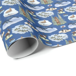 Alaska Animal Toile (On Blue) Presentpapper