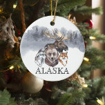 Alaska Animals Bear Varg Moose Julgransprydnad Keramik<br><div class="desc">Den här designen kan vara personlig i det område som tillhandahålls genom att ändra fotot och/eller text. Du kan också anpassa den genom att klicka på Anpassa den här mallen och sedan välja klicka för att anpassa ytterligare alternativ och ta bort eller ändra färg i bakgrunden, lägga till text, ändra...</div>