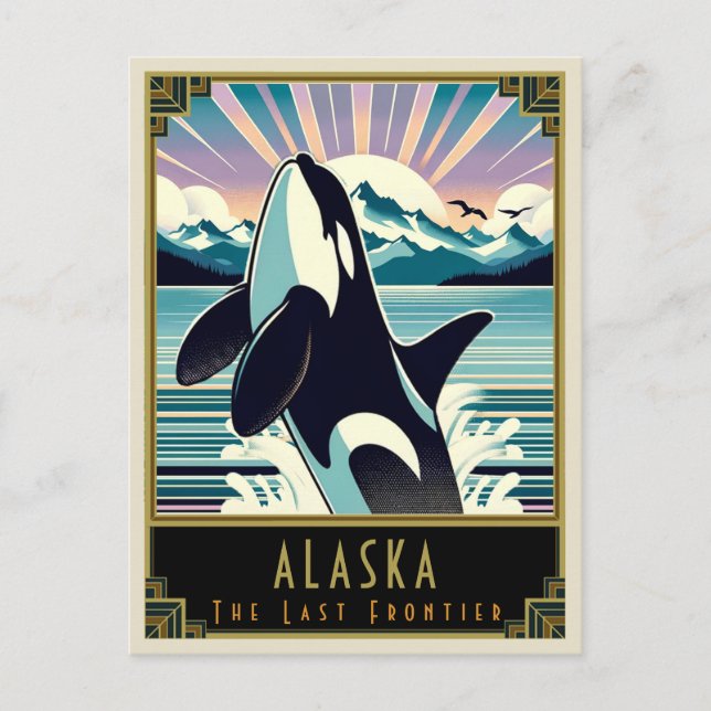 Alaska | Art Deco Vykort (Framsida)