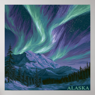 Alaska Aurora Natt Poster