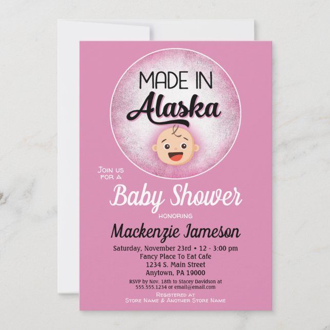 Alaska Baby Shower Funny Rosa Girls-inbjudan Inbjudningar (Framsida)