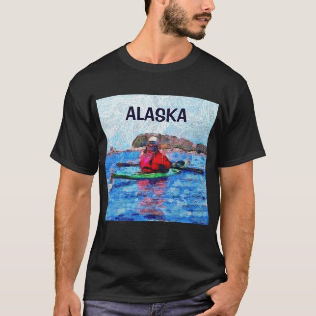 Alaska Barenoff-öarna Kayaking Painterly T Shirt (Framsida)