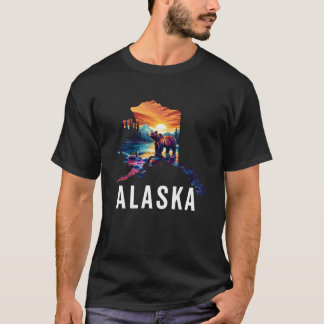 Alaska Bear Animal Alaska Karta Souvenirs Vacation T Shirt
